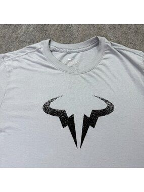 Nike Tennis T-Shirt Rafa Nadal Men M Gray DRI-FIT Crew Neck CW1534-042